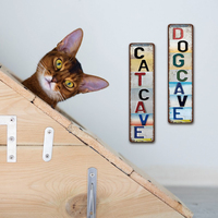 Panneau métallique vertical de style plaque d'immatriculation Vintage Cat Cave & Dog Cave