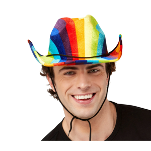 LGBTQ Pride Festival Carnival Rainbow Glitter Wild <span class=keywords><strong>West</strong></span> Sombrero de vaquero - Product Image 6
