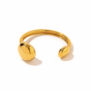 Bracelet en acier inoxydable plaqué or, design géométrique ouvert, bijoux de mode pour femmes - Product Image 4