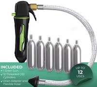 Pistolet de purge de CO2 industriel pour condensats, déboucheur de tuyauterie de réfrigérateur, outil de nettoyage de canalisations, avec tuyau flexible de 30 cm