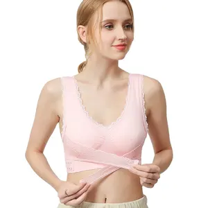 Bra Push Up Kecil untuk Yoga, Bra Push Up Renda Dada Crossover Depan