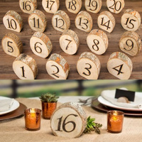 Nouvelles Marques de Place et Numéros de Table de Mariage en Bois Écologique Original, Artisanales, en Forme de Cylindre, avec Impression 2 Couleurs