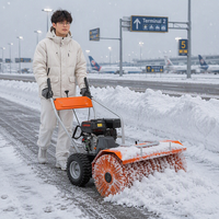 Machine de déneigement 3 en 1 autotractée, souffleuse, balayeuse, déneigeuse, moteur à essence Loncin 196cc 6.5HP avec brosse de balayage de 80 cm