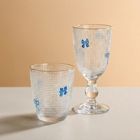 Tasse à rincer en verre sodocalcique épaissi gaufré, style luxe léger, et bol à crème glacée exclusif hôtelier, avec bord doré et papillon peint à la main