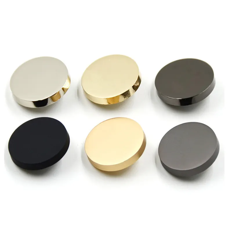10Pcs 15-30mm Black Gold/Silver Flat Plane Plastic Shank Buttons for Suits Coats
