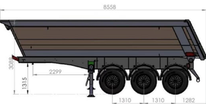 Semirremolque Volquete Tipo U LUEN Ligero de 3.8t, Acero NM450 NM500, 24m³, CKD, <span class=keywords><strong>Eje</strong></span> Alemán de 14/13T, Suspensión Neumática T700 400H - Product Image 6