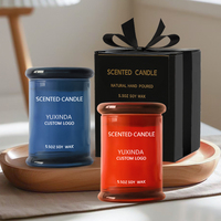 Vente en gros Boîte de pots de bougies parfumés multicolores Emballage de bougie de luxe en verre rond avec couvercles en verre