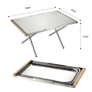 Mesa Plegable Portátil de Acero Inoxidable 55x35x37cm, Mesa Rectangular Ligera y Compacta para Campismo y Picnic al Aire Libre - Product Image 1