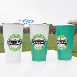 Custom Logo Reusable Food Grade Aluminum Cup Bar Cold Drink Beer Cup Drop Resistant Commercial Cola Aluminum Cup