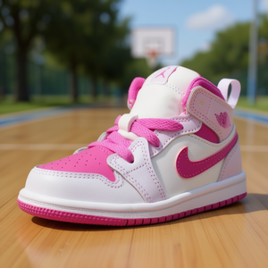 Scarpe Estive Leggere e Traspiranti per Neonati e Bambini Piccoli, Stile Basket, Colore Rosa Fuoco Iris Whisper, Bianche - Product Image 3