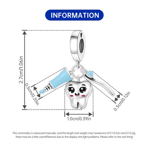 Pulsera original de cuentas de cobre blanco - Colgante DIY para dientes sanos, un accesorio personalizado adecuado tanto para hombres como para mujeres - Product Image 3