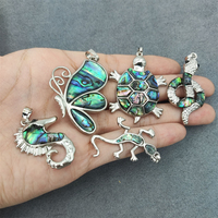 Bijoux pour femmes et hommes, breloque Animal mignon, coquille d'ormeau naturelle, argent, tortue, serpent, hippocampe, pendentif papillon, offre spéciale