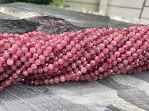 Cuentas de Turmalina Rosa Natural Facetadas Redondas de 2mm 3mm 4mm, Cuentas Sueltas para Pulseras, Collares y Joyería, Venta al Por Mayor - Product Image 2