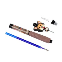 O&Q Nouveau Stylo Gel Effaçable Thermosensible Encre Bleue Noire Doux au Toucher pour Enfants, Design Perles Épineuses, Plastique 0.5mm, Chien de Dessin Animé Mignon