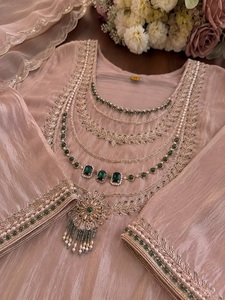 Conjunto de traje de organza de cristal con pedrería para mujer, con kurta adornada, pantalón a juego y dupatta, ropa étnica de diseñador para fiesta - Product Image 2
