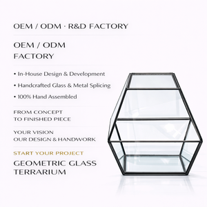 Metallrahmen Geometrische Klare Glas-Tischplatte Dekorative Auslage Wohndekor Inneneinrichtung Akzent <span class=keywords><strong>Terrarium</strong></span> - Product Image 1