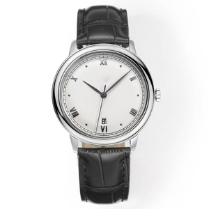 Reloj de Hombre Mecánico Automático de Lujo Personalizado con Correa de Cuero Multicolor Opcional, Fecha a las 6 en Punto, Caja de Acero y Números Romanos - Product Image 6