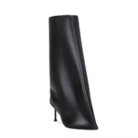 Fabricant de bottes longues pour femmes avec design personnalisé, grande taille 43, bout pointu, cuir souple noir, mollet extra large, botte à talon haut et genou pour femmes