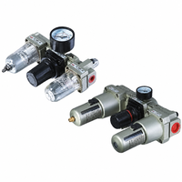 Combinaison FRL pneumatique à deux et trois unités, série AC, filtre-régulateur-lubrificateur, bol transparent, purge automatique, alliage d'aluminium