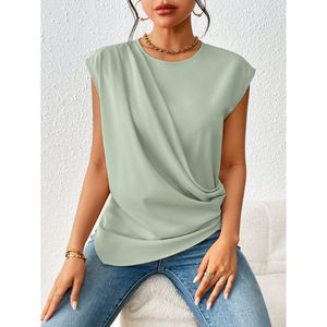 Débardeur tricoté sans manches pour femme, col rond, couleur unie, coupe ample, rose, tenue décontractée - Product Image 2