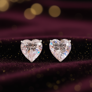 HUIZAY – boucles d'oreilles en forme de cœur avec diamant jaune, serti de griffes, bijoux romantiques en cristal pour femmes, E1129 - Product Image 2