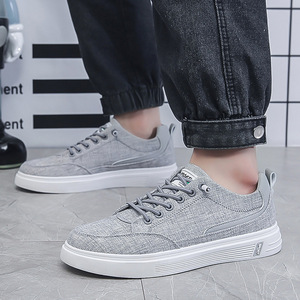 Men's New Breathable Fashion Trend Lace-up <b>Canvas</b> Upper Athletic Sneakers PU Lining Rubber Outsole Casual Versatile Work Shoes - Product Image 4