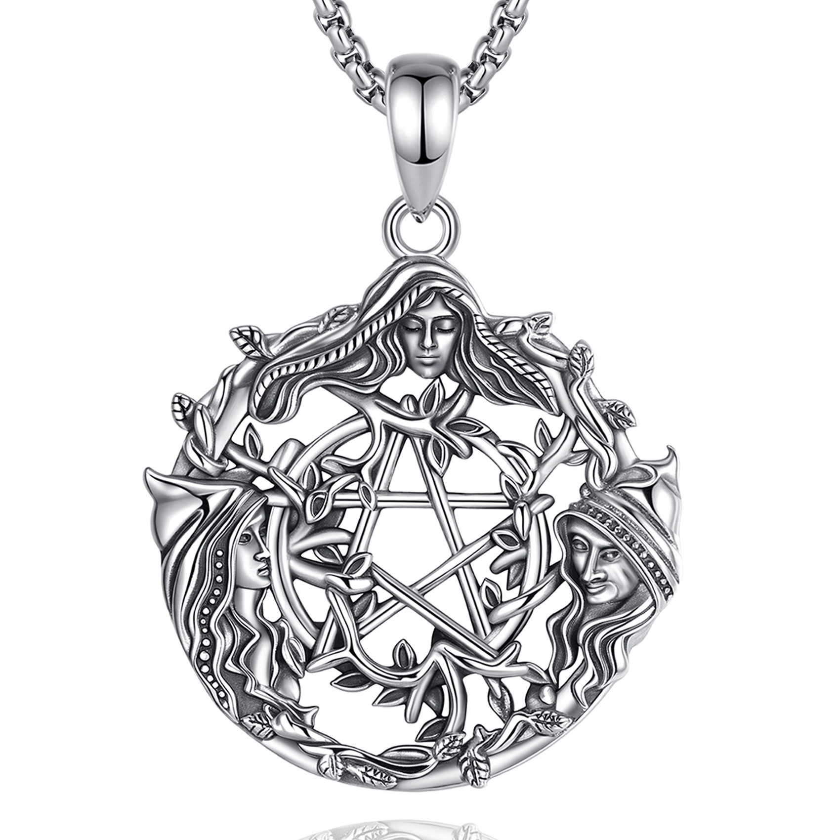 URONE Collana Therian In Argento Sterling 925 - Simbolo Corona Vichinga E Rune - Regalo Donna Con Scatola