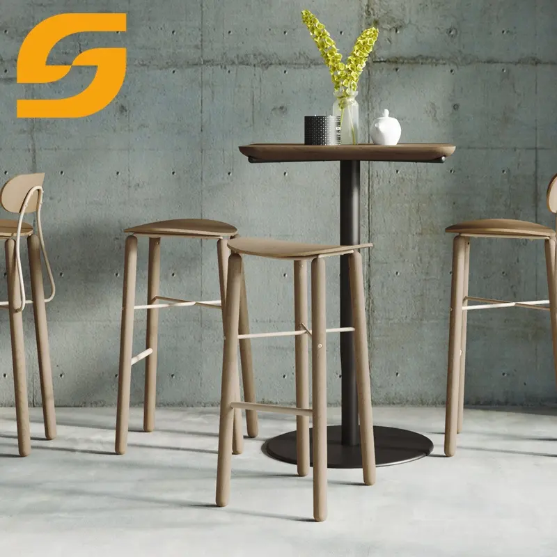 Modern bar furniture Wooden metal frame dining chairs bar stools counter stools
