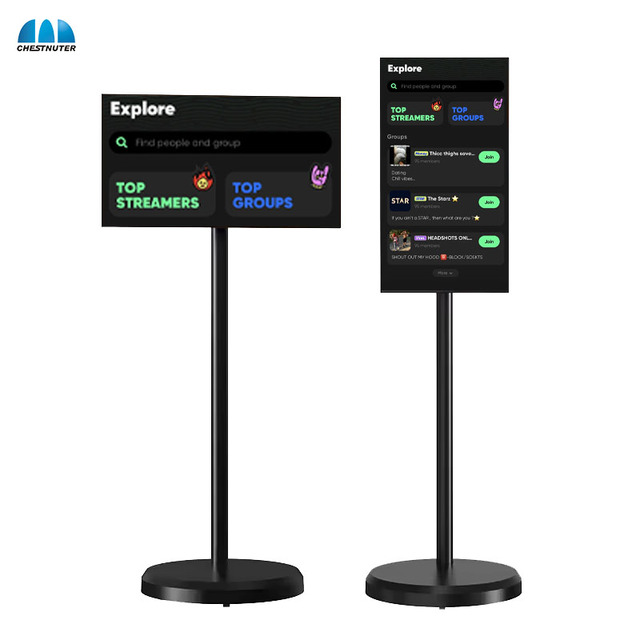 Indoor Wireless Wifi Rollable Free Logo Touch Screen Stand Follow Me Tiktok Live LCD Screen Deepseek Display Portable Smart TV
