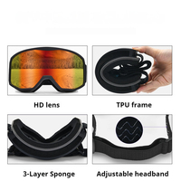 Masque de ski pour femmes et hommes, double couche, UV400, anti-buée, lentille cylindrique, pour snowboard en plein air