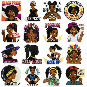 Patchs thermocollants brodés par machine, motifs dessin animé, Black Girl Magic, Girl Power, Hope, pour la décoration de vêtements, chapeaux et sacs - Product Image 1