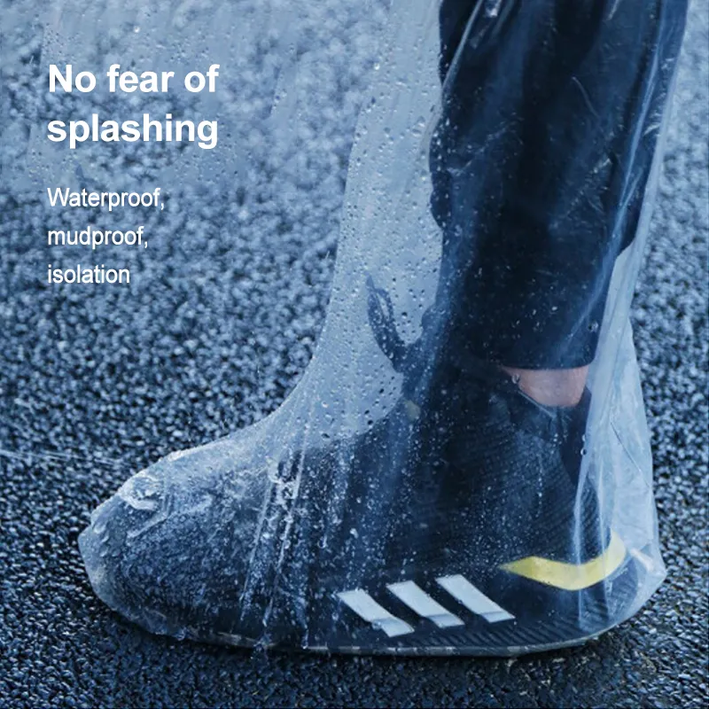 ที่คลุมรองเท้าบูทกันฝนกันน้ำกันน้ำกันลื่นสำหรับผู้ชายและผู้หญิงพลาสติก PE