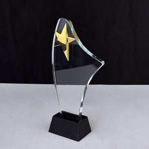 Trofeos de premio de placa de cristal en blanco con estrella dorada - Product Image 3