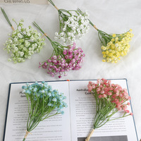 Bouquet de fleurs artificielles Gypsophile pour décoration de mariage, noué à la main, en plastique souple, à tige unique, accessoires de photographie extérieure, décoration intérieure