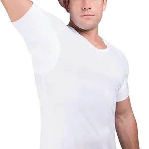 Enerup Custom Brand 100% COTTON Sweatproof T-Shirt Maillot de corps pour homme anti-transpiration avec coussinets d'underram Slim O-Neck T Shirt