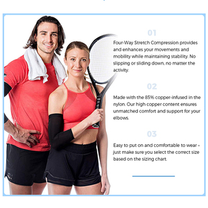 Sport Kupfer infundiert Tennis Kompression Verstellbarer Armschutz Ellenbogens tütze Behandlung Pad Brace <span class=keywords><strong>Sleeve</strong></span> - Product Image 5