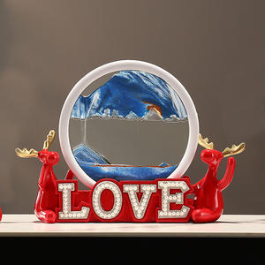 <b>Deer</b> Quicksand <b>Painting</b> Epoxy Resin Sculpted Hourglass Ornament Living Room Entrance TV Cabinet Decoration LOVE Words - Product Image 1