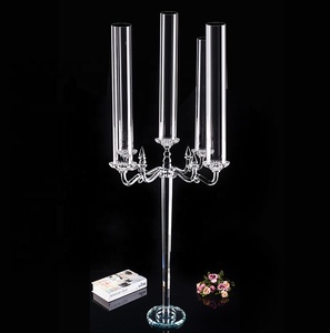 MH-ZT155 Шикарные Длинные стеклянные трубки с украшением в виде кристаллов канделябры свадебный подсвечник - Product Image 4