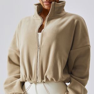 Veste <span class=keywords><strong>de</strong></span> <span class=keywords><strong>sport</strong></span> en cachemire d'extérieur avec logo personnalisé pour femmes, <span class=keywords><strong>pull</strong></span> d'automne à col montant et ample, <span class=keywords><strong>pull</strong></span> court décontracté pour femmes - Product Image 6