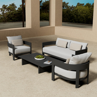 Ensemble de canapés d'extérieur de luxe modernes en aluminium, imperméables, pour jardin, villa, ferme, appartement, salle à manger, salon, durables, résistants à la rouille, hôtels