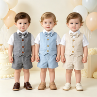 Ensembles de Vêtements d'Été pour Enfants en Gros, Costumes Formels, Robes de Fête pour Enfants, Tenues pour Tout-Petits, Ensembles de Vêtements en Coton pour Bébés Garçons et Filles avec Gilet