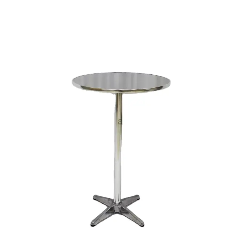 Patio Outdoor Folding Portable High Style Stainless Steel Top Garden Furniture Cafe Hotel Pool Beach Cocktail Tall Bar Table
