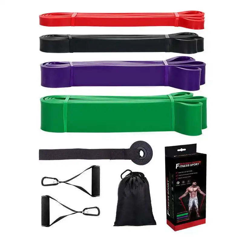 Özel Logo 208 Cm Fitness daire Bandas De Resistencia egzersiz streç direnç bantları Set Pull Up için yardımcı bant egzersiz