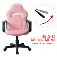 Kids Racing Style Gaming Chair Pink PU Leather Ergonomic Adjustable Height Computer Chair for Girls Teens