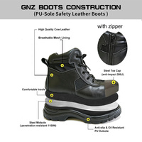 Bottes de travail tactiques en cuir respirantes et légères avec embout et semelle intermédiaire en acier de 6 pouces pour l'extérieur
