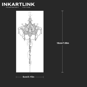 INKARTLINK Autocollant de tatouage Mandala Lotus, motif '<span class=keywords><strong>Sourire</strong></span> à la Vie' avec lettrage, orné, esthétique Mehndi Boho, à base de plantes, tenue 15 jours, fournitures en gros - Product Image 3