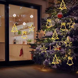 LED Stars Christmas Lights Window String Lights Battery Operated With Suction Cups Timer For Indoor Christmas Decoration
