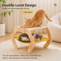 Lit de repos pour chat en bois Starhover, 2 en 1 avec griffoir intégré, canapé pour chat