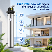 Purificateur d'eau vertical en acier inoxydable avec vanne manuelle multi-voies, manomètre, vidange par le bas, ultrafiltration sur pied