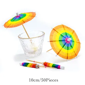 Newell bambu toptan tek kullanımlık ambalaj farklı çeşit toplu uzun özel Mini kağıt şemsiye etiketi içecek ve parti için